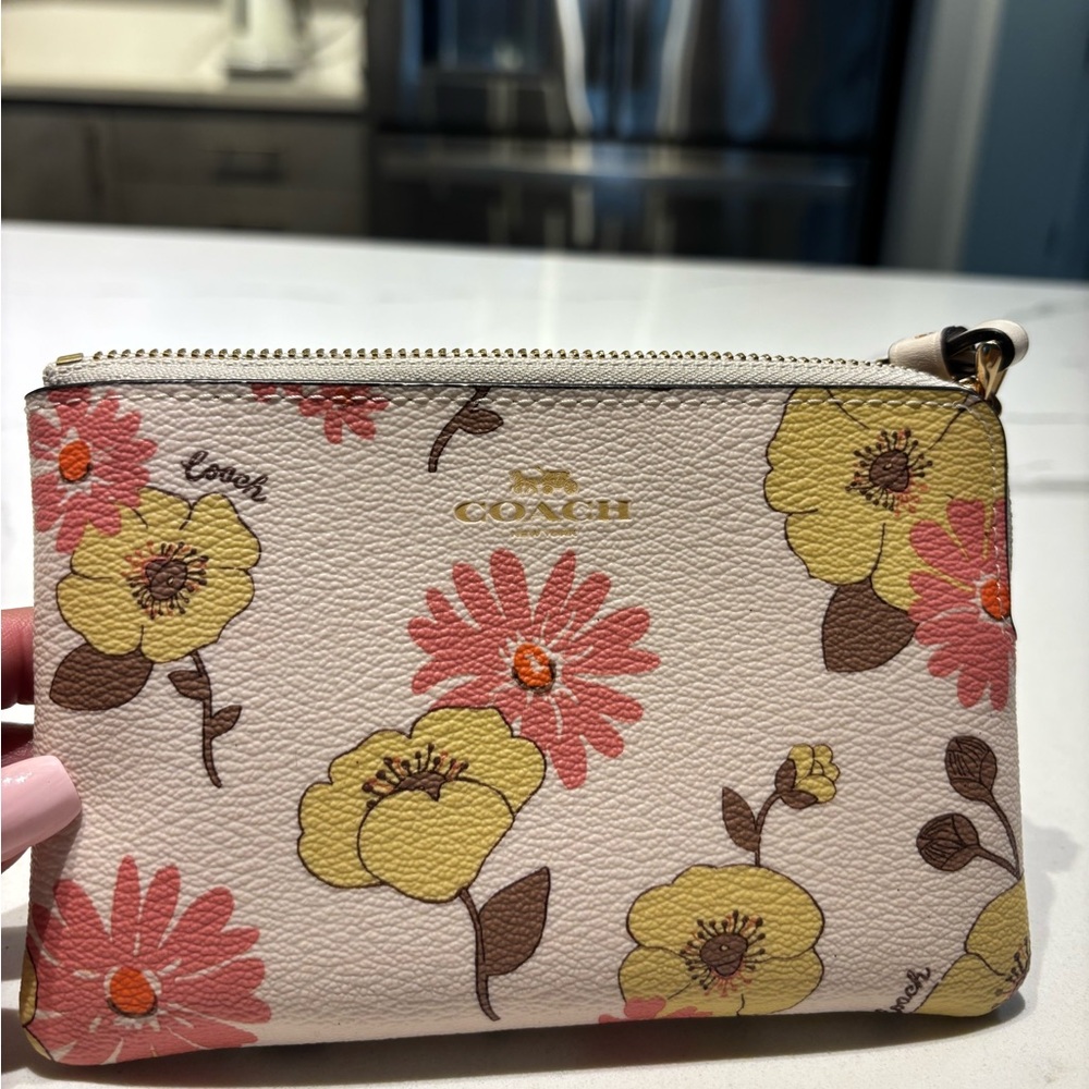 Coach Pink and Yellow Floral Wristlet